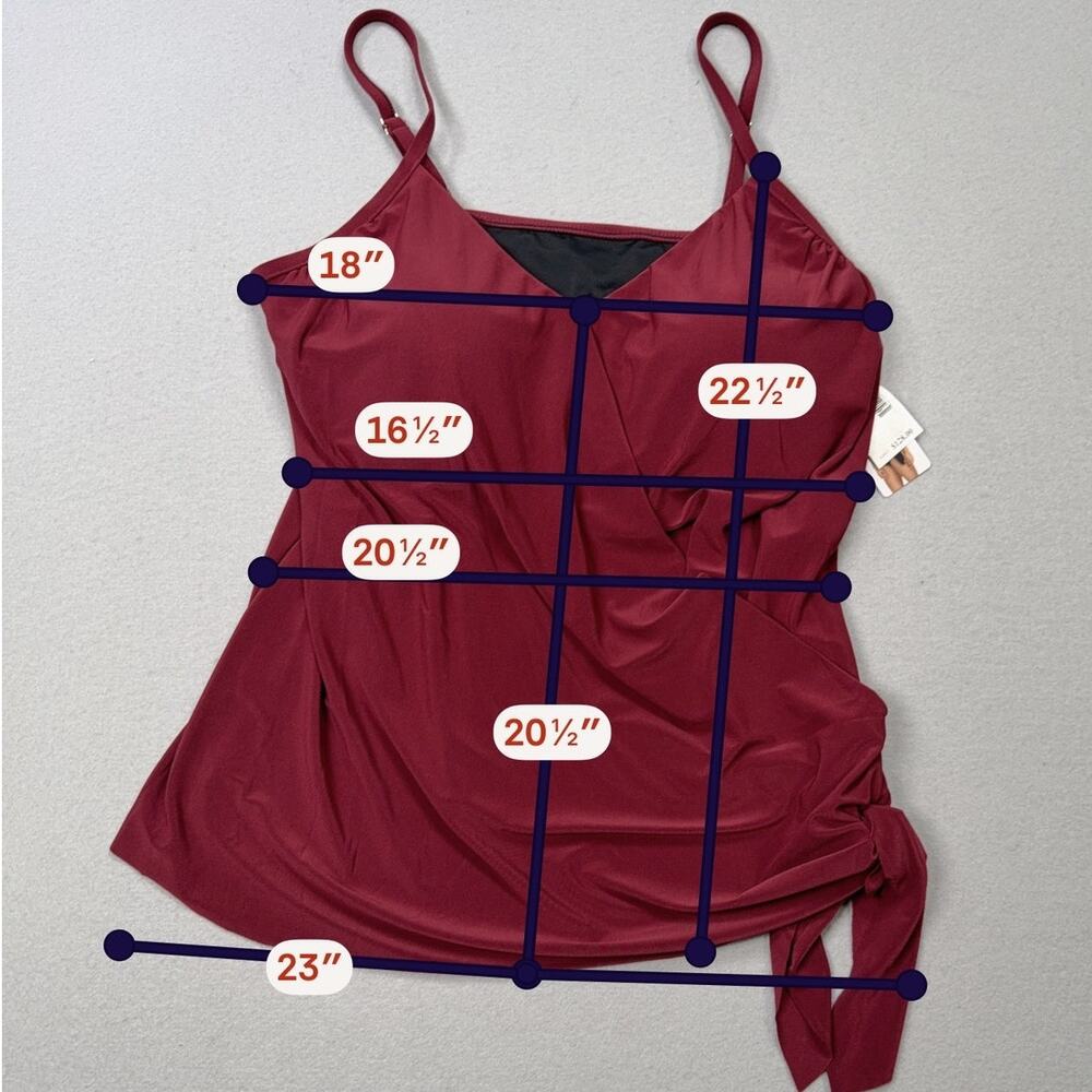 Magicsuit Alex Side-Tie Underwire Tankini Top Merlot 16 $128 - Picture 3 of 9